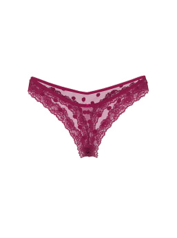 Sheer Heritage Dot Lace-Trim Thong Panty