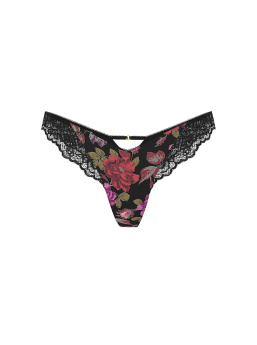 Rose Lace-Trim High-Leg Thong Panty