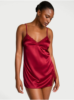 Satin Lace-Trim Mini Slip