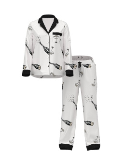 Glazed Satin Long Pajama Set