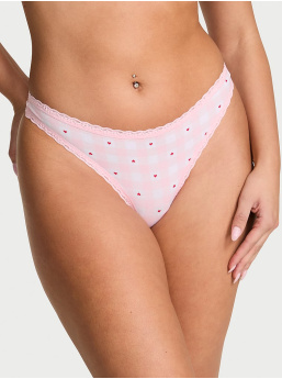 Cotton Lace-Waist Thong