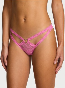 Tease Lace Heart Hardware Strappy Thong Panty