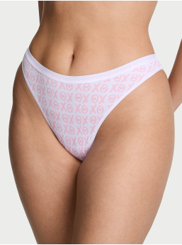 Stretch Cotton High-Leg Scoop Thong Panty