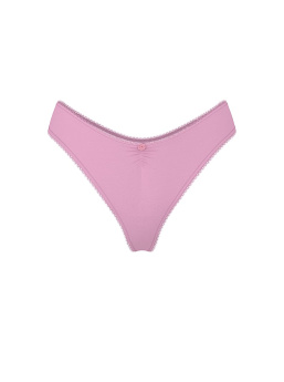 Stretch Cotton Heart Lace High-Leg Scoop Thong Panty