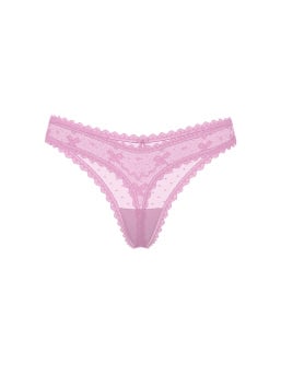 Bow Lace Mesh Thong Panty