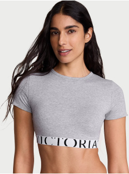 Cotton Short-Sleeve Bralette Crop Top
