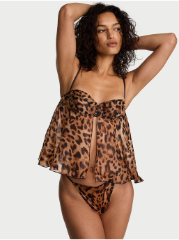 Geo Leo Chiffon Flyaway Cami Babydoll Set