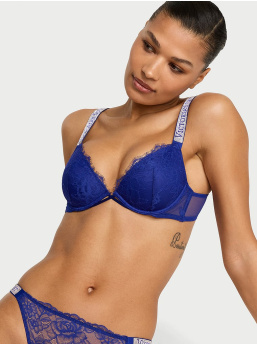 Shine Strap Rose Lace Lightly Lined Low-Cut Demi Bra