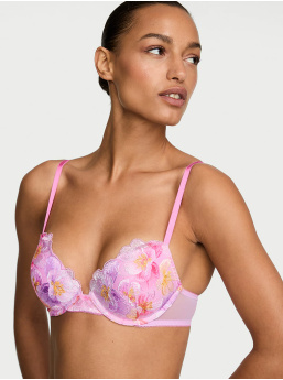 Watercolor Embroidery Push-Up Bra