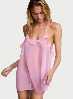 Watercolor Embroidery Chiffon Babydoll Set