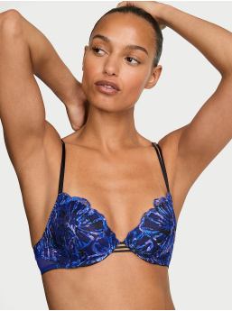 Party Floral Sequin Embroidery Lightly Lined Plunge Demi Bra