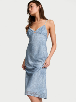 Denim Jacquard Shine Midi Slip Dress
