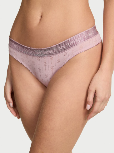 Logo Pointelle Thong Panty