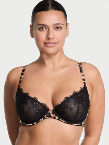Rose Lace & Satin Unlined Plunge Demi Bra