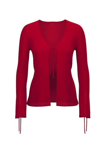 Beachwear Sheer Crinkle Tie-Front Long-Sleeve Top