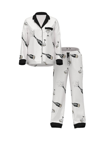 Glazed Satin Long Pajama Set