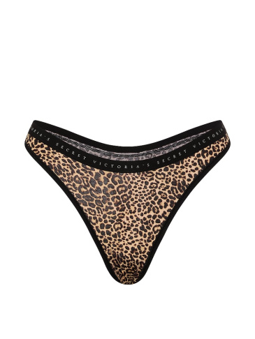 Stretch Cotton High-Leg Scoop Thong Panty