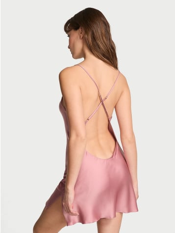 Satin Open-Back Slip Dress