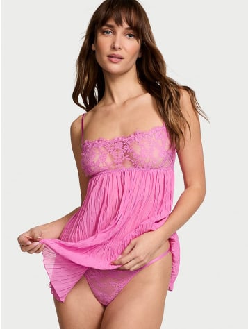 Dare To Dream Lace Pleated Babydoll Set