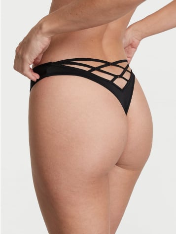 Smooth Strappy-Back High-Leg Thong Panty