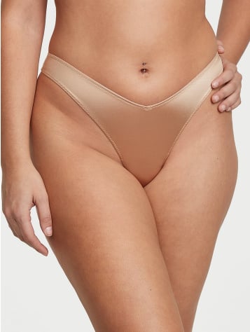 Smooth Strappy-Back High-Leg Thong Panty