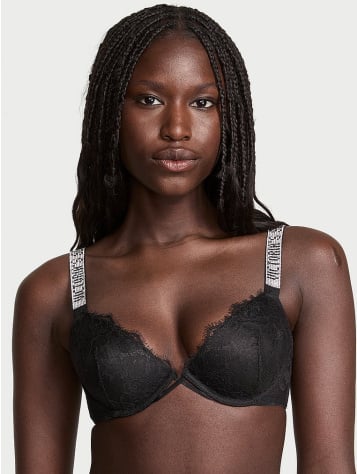Shine Strap Rose Lace Lightly Lined Low-Cut Demi Bra