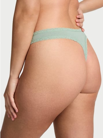 Cotton Lace-Waist Thong