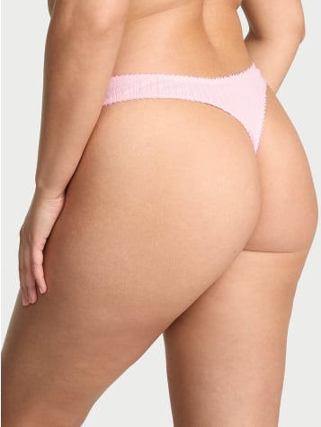 Stretch Pointelle High-Leg Scoop Thong Panty