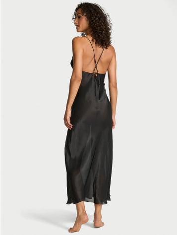 Luxe Sheer Satin Long Slip Dress