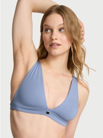 Cotton Logo Hardware Wireless Plunge Bralette