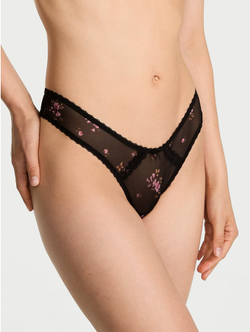 Sheer Lace-Trim Brazilian Panty