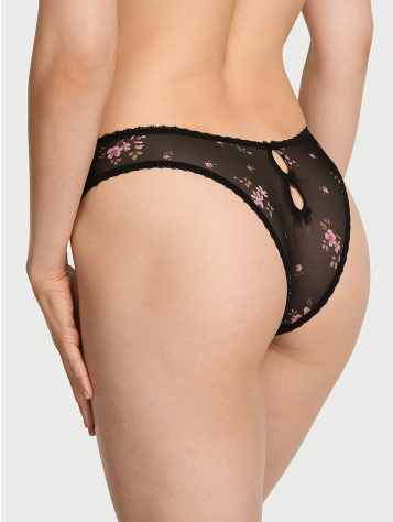 Sheer Lace-Trim Brazilian Panty
