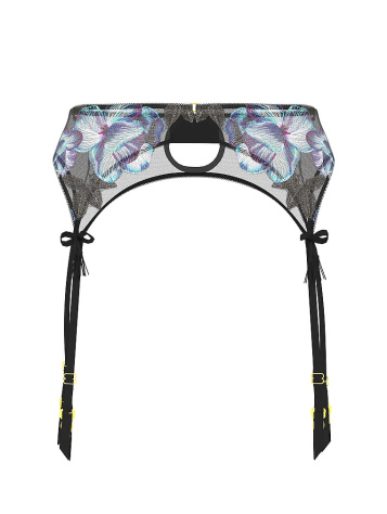 Electric Orchid Embroidery Garter Belt