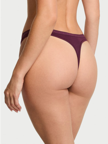 Stretch Cotton High-Leg Scoop Thong Panty