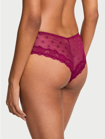 Sheer Heritage Dot Lace-Trim Cheeky Panty