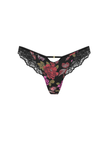 Rose Lace-Trim High-Leg Thong Panty