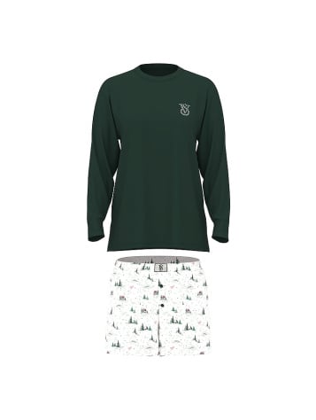 Flannel Long-Sleeve Short Tee-Jama Set