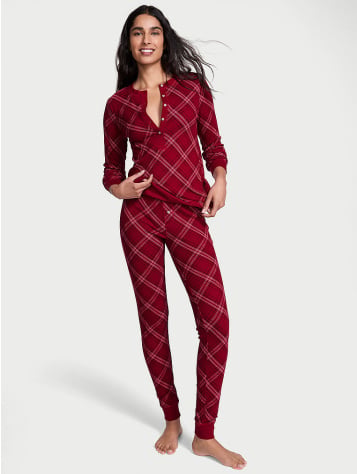 Soft Thermal Henley Long Pajama Set