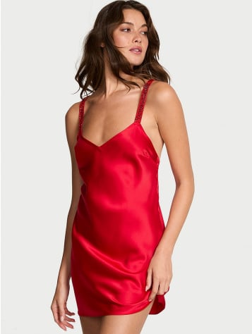 Scattered Shine Strap Satin Strappy-Back Slip