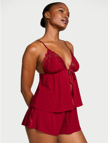 Modal Soft Lace-Trim Flyaway Cami Set