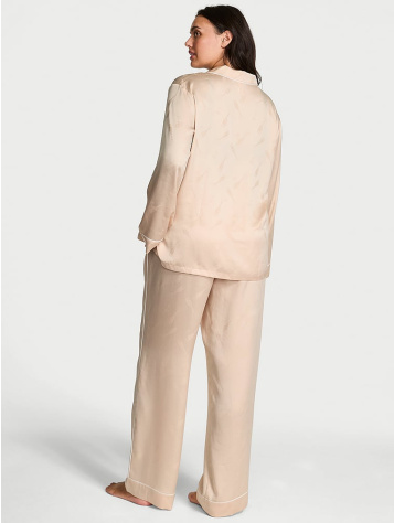 Glazed Satin Champagne Long Pajama Set