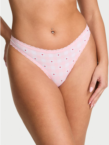 Cotton Lace-Waist Thong