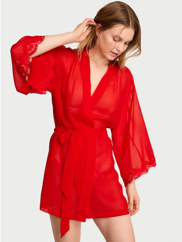 Chiffon & Lace Short Robe