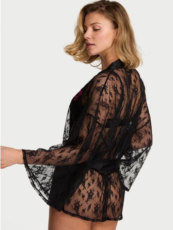 Cherry Pop Embroidery Lace Mini Robe
