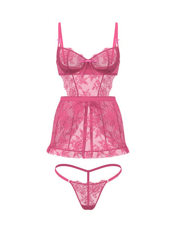 Wicked Unlined Rose Lace Apron Set