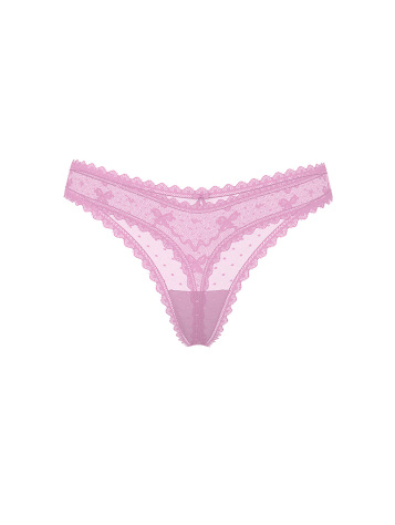Bow Lace Mesh Thong Panty