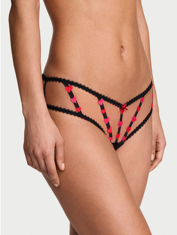 Strappy Heart Embroidery Open Cheeky Panty