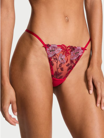 Beautiful Bows Embroidery V-String Panty