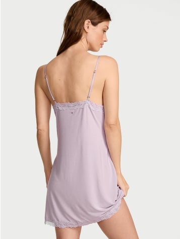 Sosoft™ Modal Lace-Trim Tie-Front Slip Dress