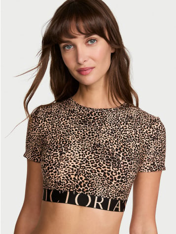 Cotton Short-Sleeve Bralette Crop Top